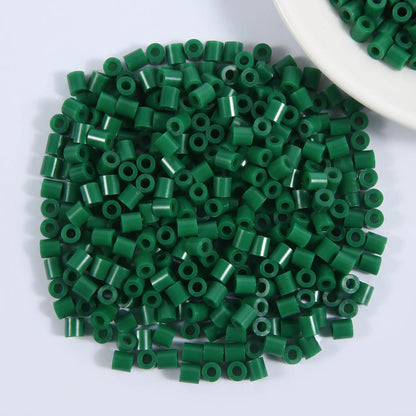 Dark green 5mm cylinder fuse beads with large holes