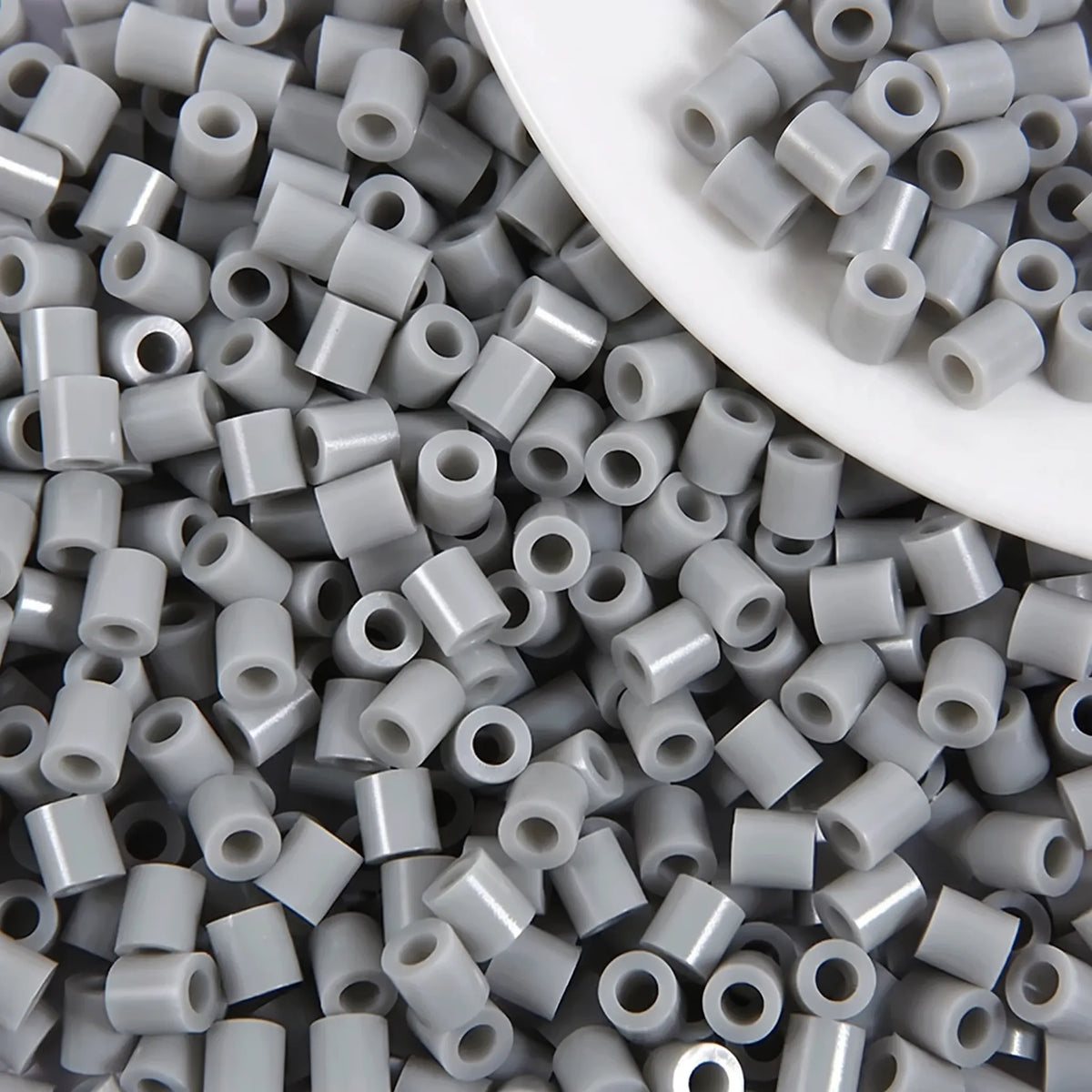 Light gray 5mm cylinder fuse beads with large holes