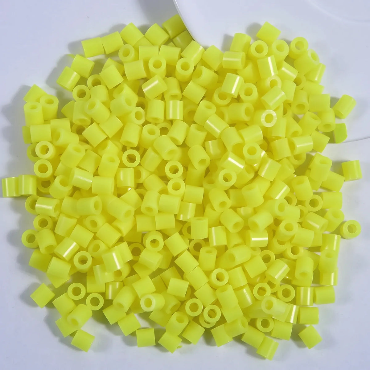 Neon yellow 5mm cylinder fuse beads with large holes