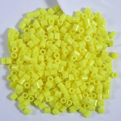 Neon yellow 5mm cylinder fuse beads with large holes