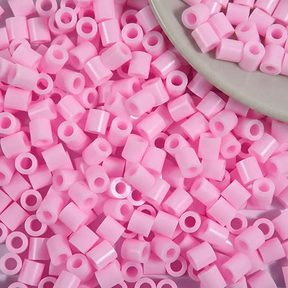 Pink 5mm cylinder fuse beads with large holes