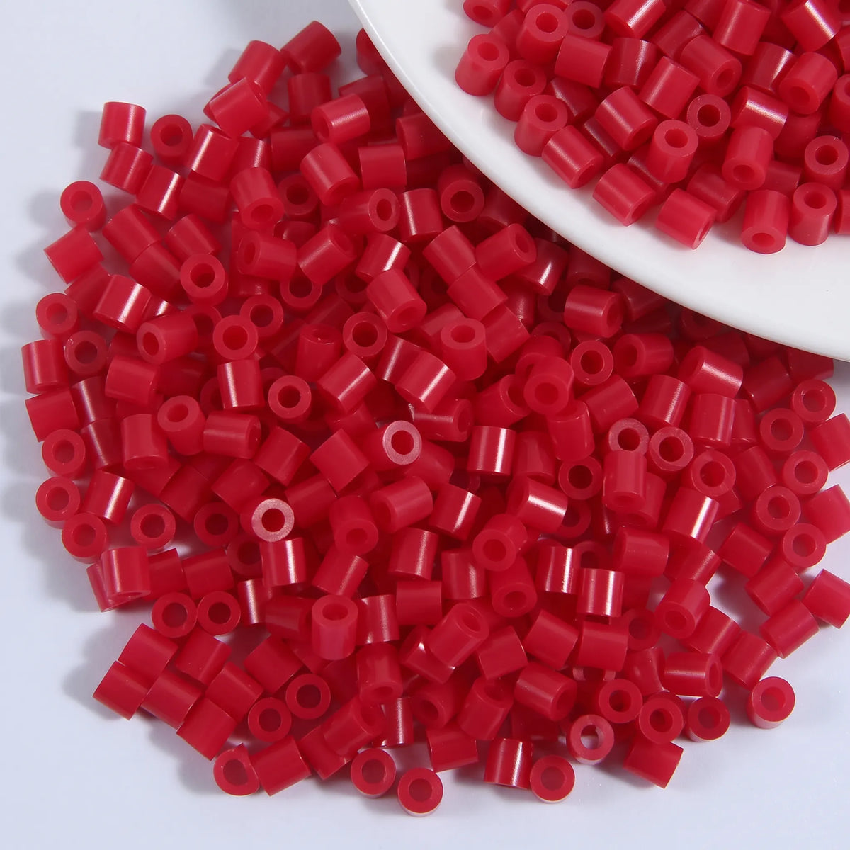 Red 5mm cylinder fuse beads with large holes