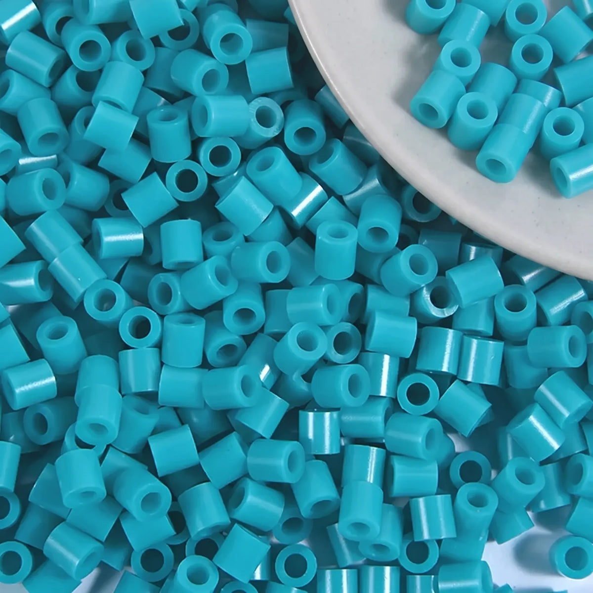 Turquoise 5mm cylinder fuse beads with large holes
