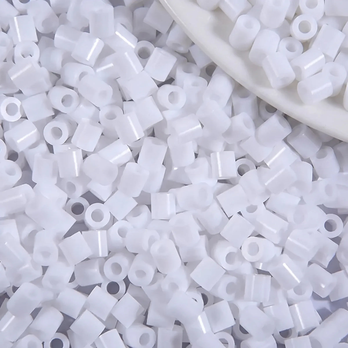 White 5mm cylinder fuse beads with large holes