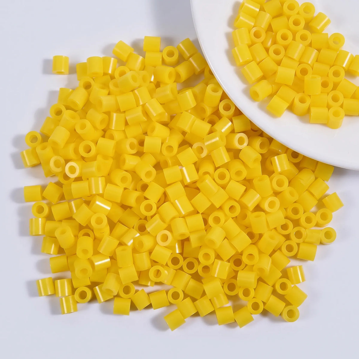 Yellow 5mm cylinder fuse beads with large holes