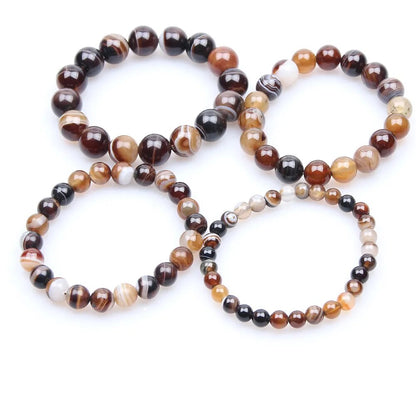 Botswana Agate Gemstone Stretch Bracelet, 4mm