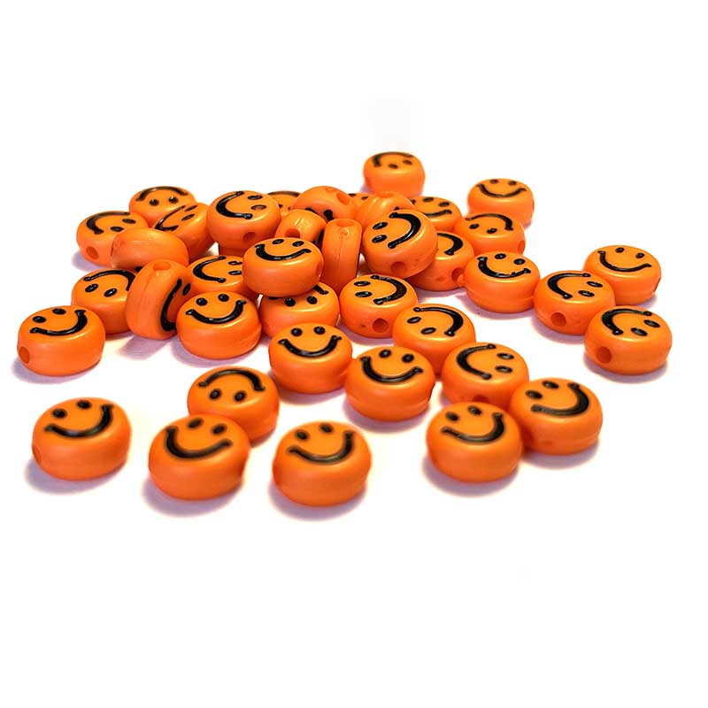 100 Stück 7 mm mehrfarbige Emoji-Lächeln-runde Acrylperlen