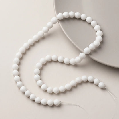 6mm faceted white onyx alabaster beads