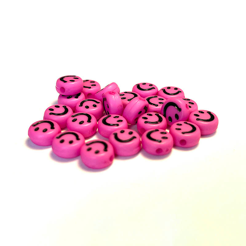 100 Stück 7 mm mehrfarbige Emoji-Lächeln-runde Acrylperlen