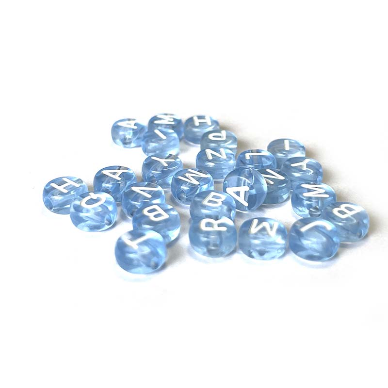 7 mm klare Acryl-Alphabetperlen, bunt, 100 Stück