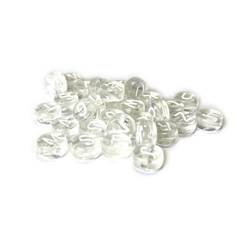 7 mm klare Acryl-Alphabetperlen, bunt, 100 Stück