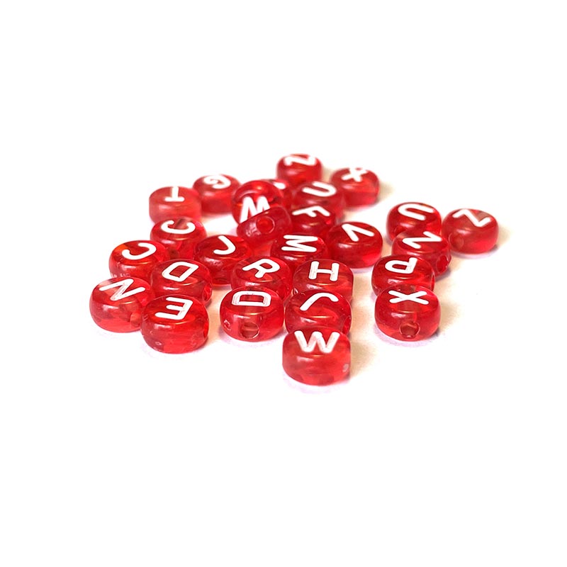 7 mm klare Acryl-Alphabetperlen, bunt, 100 Stück