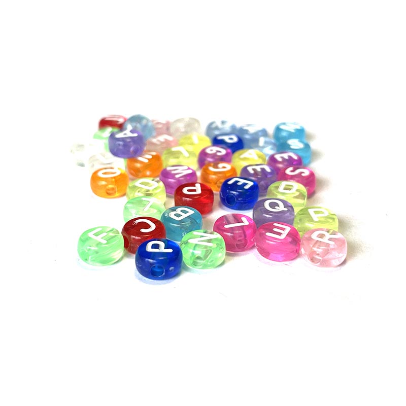 7 mm klare Acryl-Alphabetperlen, bunt, 100 Stück