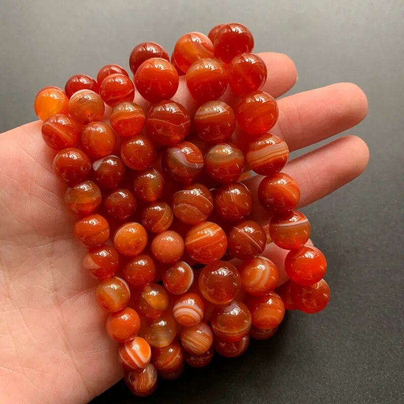 Bracelet extensible en agate cornaline, 4-12 mm 