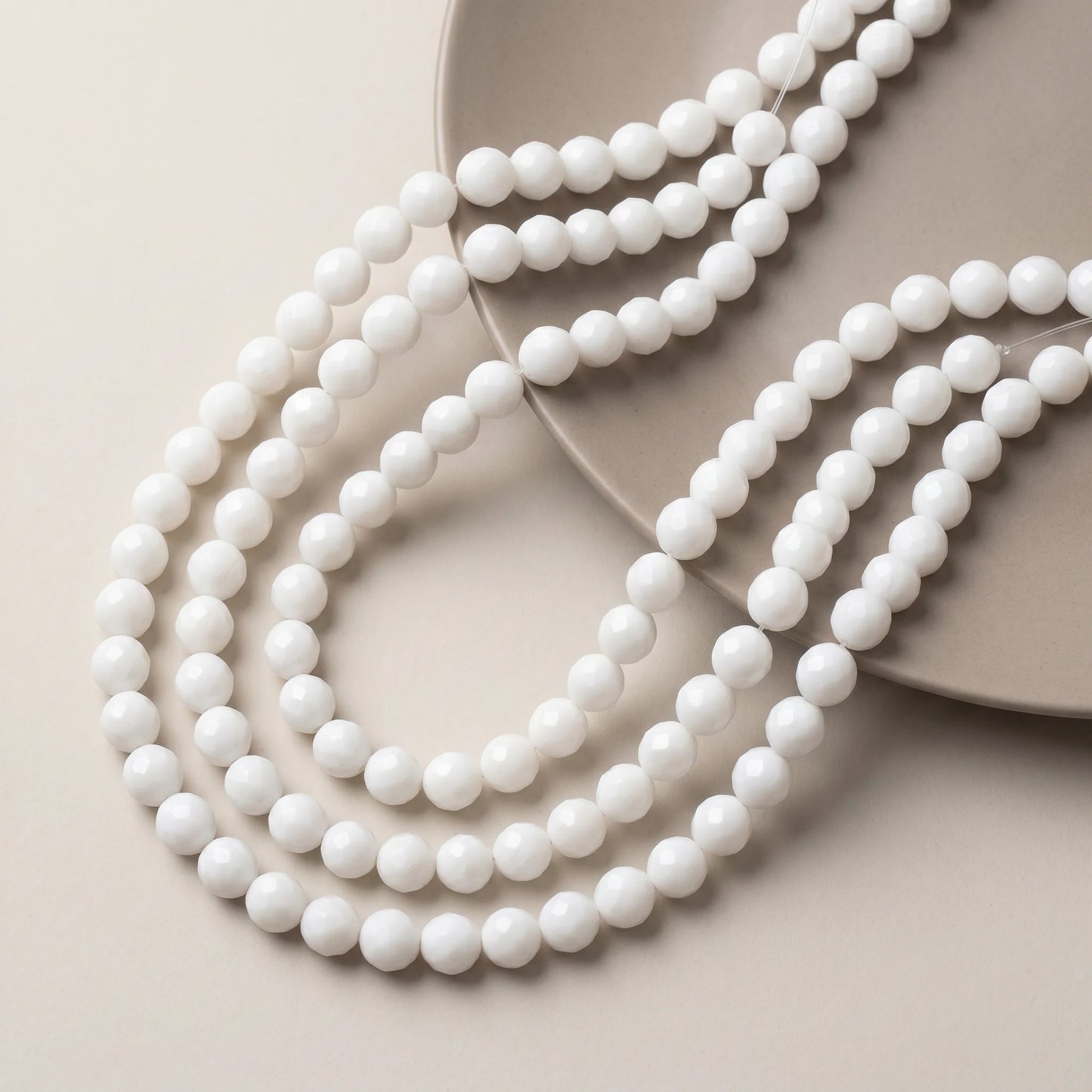 8mm faceted white onyx alabaster beads