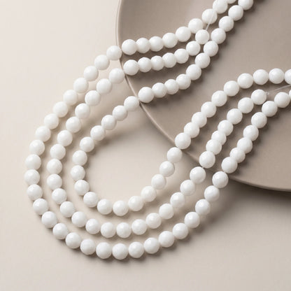 8mm faceted white onyx alabaster beads