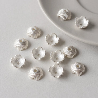925 silver 7.5mm bead caps shown from exterior and interior sides