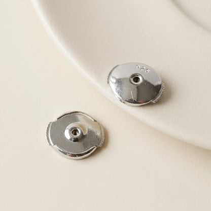 925 silver earring backs for stud earrings shown from both sides