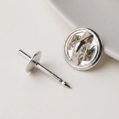 925 sterling silver pointed brooch pin and round locking pin back components
