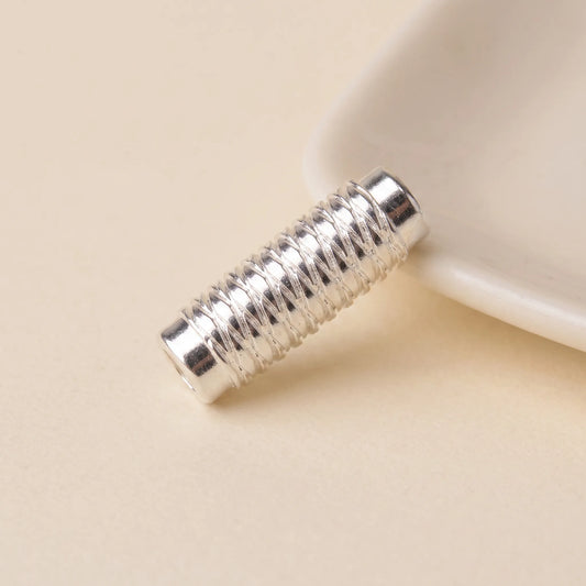 925 silver threaded barrel clasp with ribbed design for jewelry making