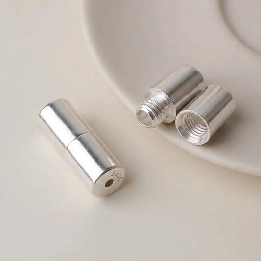 Sterling silver barrel screw clasp with male and female threaded parts