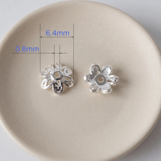 925 sterling silver bead caps 6.4mm with approximately 0.8mm hole
