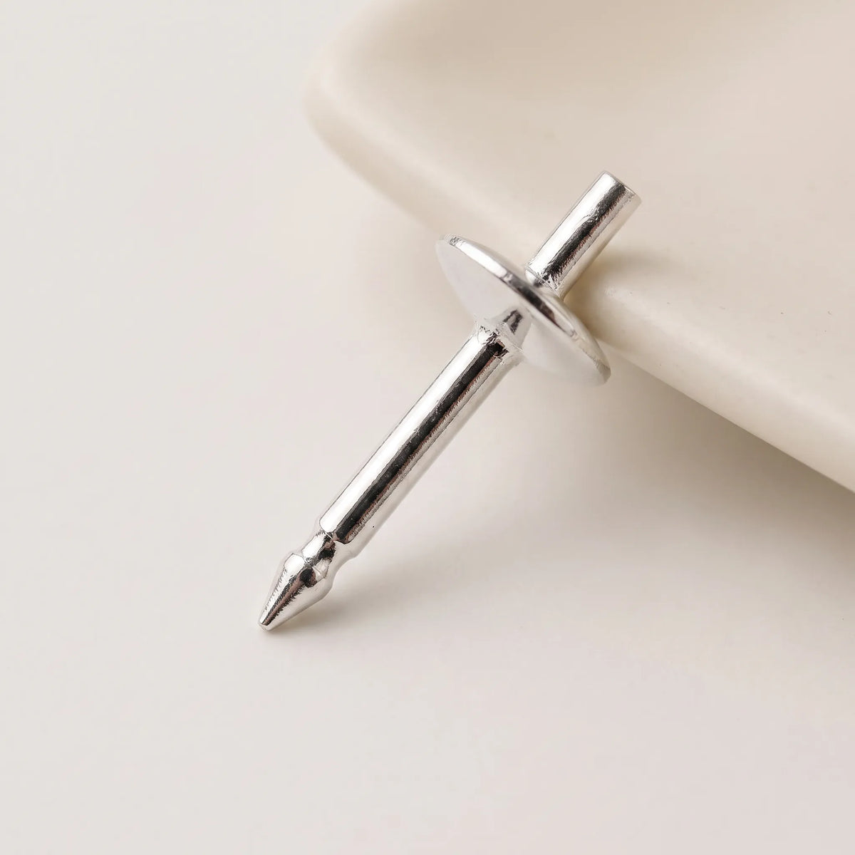 925 sterling silver brooch pin with flat 5mm pad for badge and lapel pin making