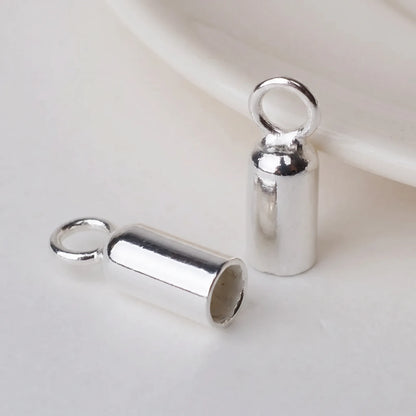 925 sterling silver cord end caps with round loop for jewelry making