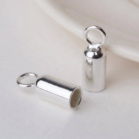 925 sterling silver cord end caps with round loop for jewelry making