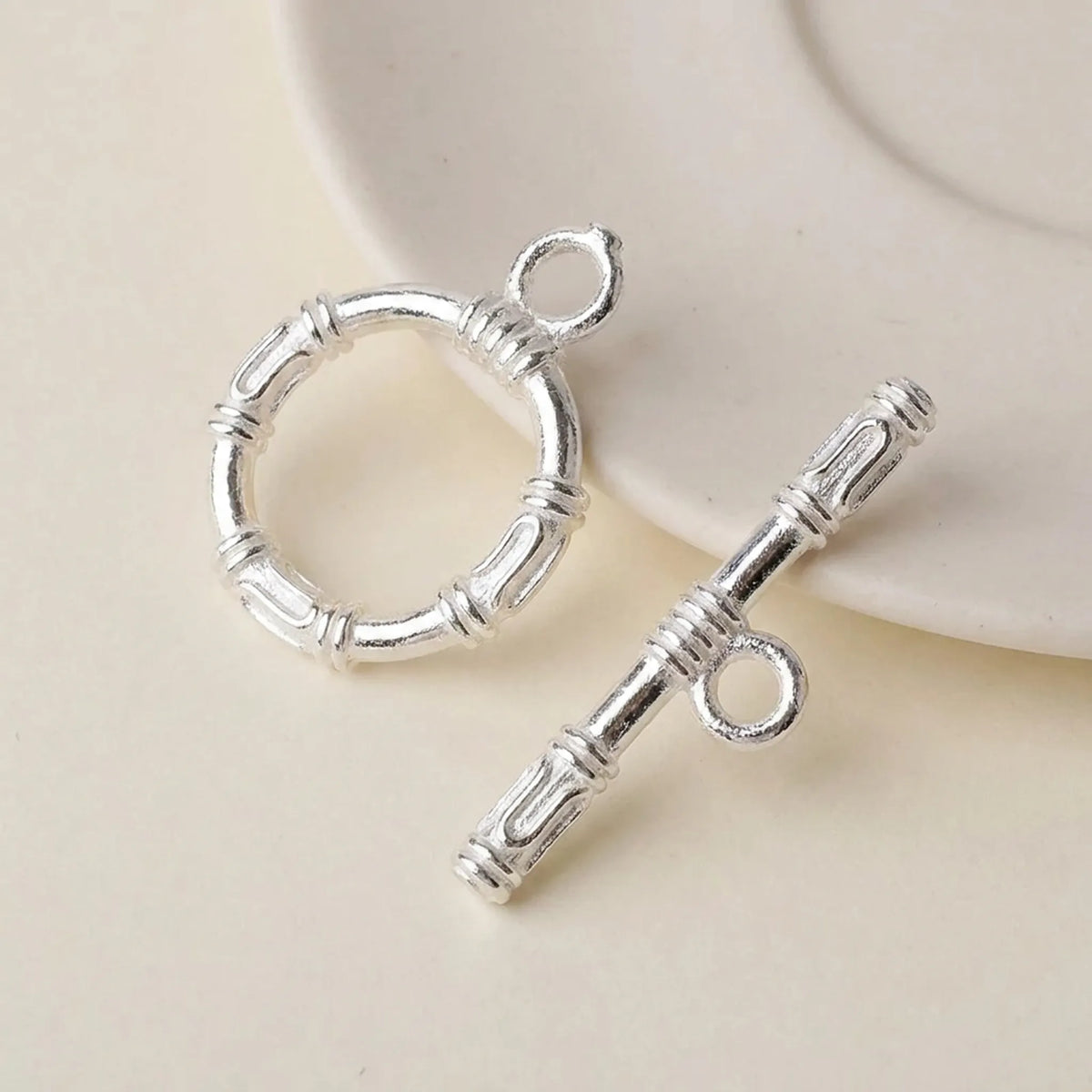 925 sterling silver decorative toggle clasp with round ring and T-bar