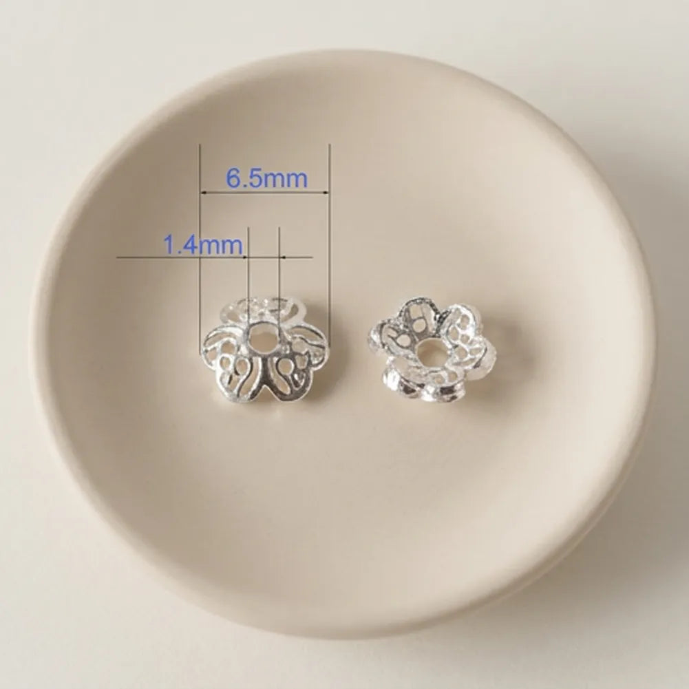 6.5mm decorative 925 sterling silver floral bead cap with 1.4mm center hole