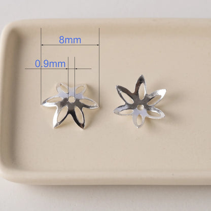 8mm openwork flower 925 sterling silver bead cap with 0.9mm center hole