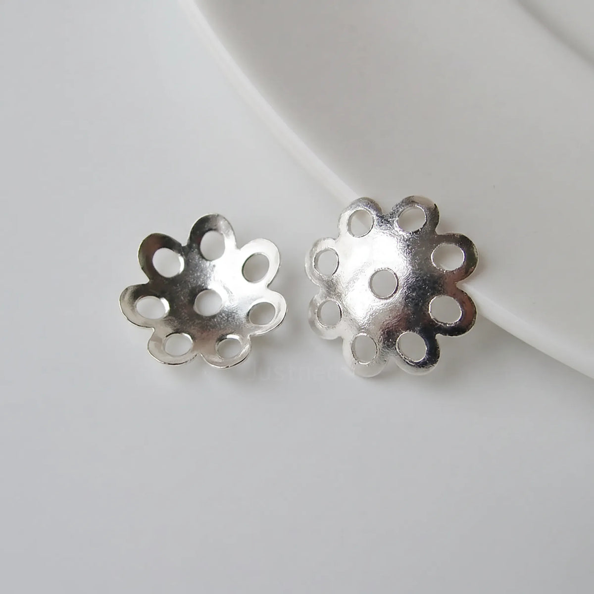 925 sterling silver flower bead caps in 4.8mm and 5.8mm sizes for jewelry making