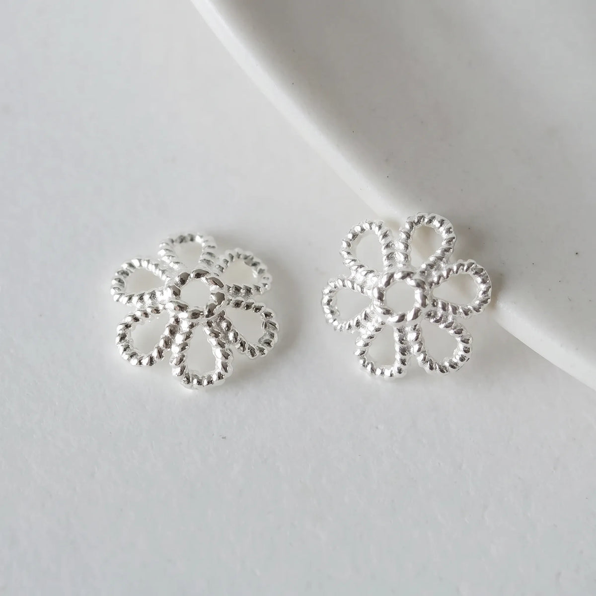 925 sterling silver flower bead caps 8.5mm for jewelry making