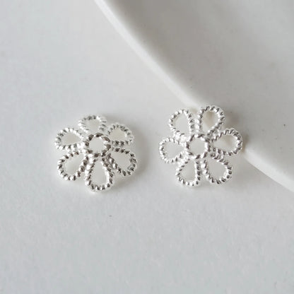 925 sterling silver flower bead caps 8.5mm for jewelry making