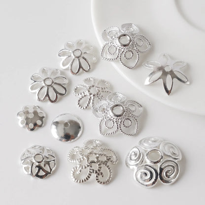 925 sterling silver flower bead caps in assorted decorative designs for jewelry making