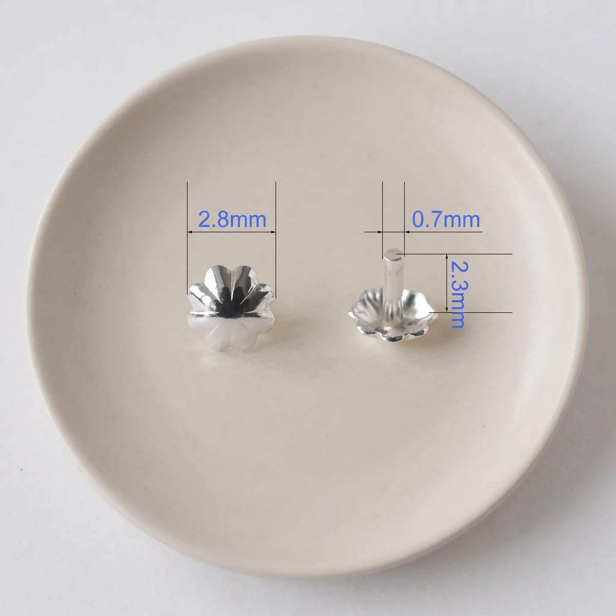 925 sterling silver flower head pin 2.8mm with 0.7mm post for jewelry making