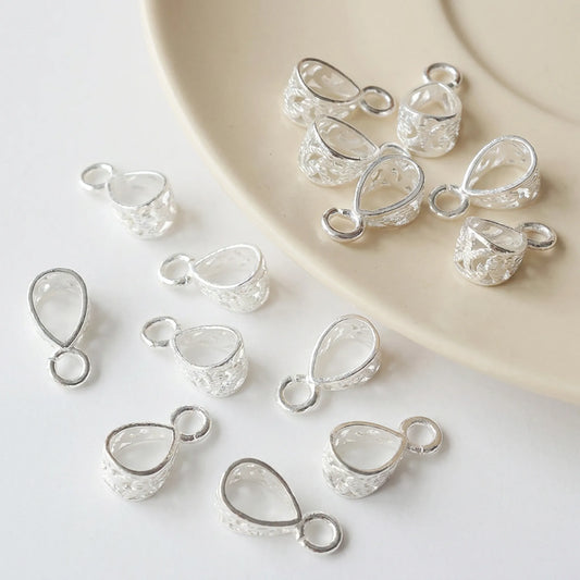 925 sterling silver pendant bails with open rings in three styles for jewelry making