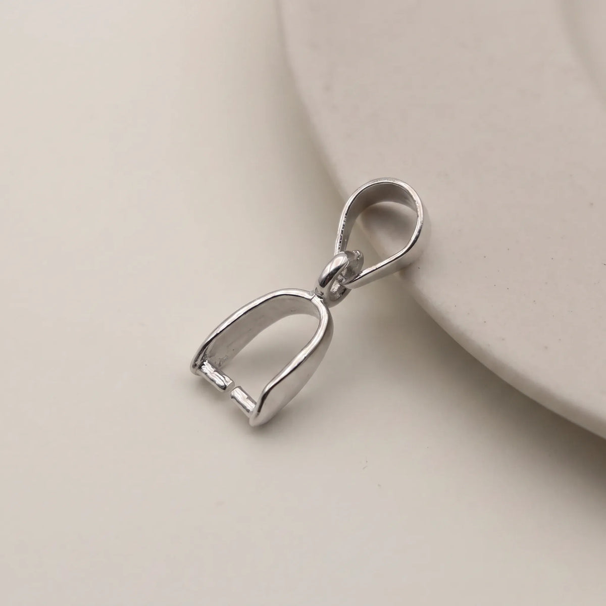 925 sterling silver pinch bail with open attachment pins for pendant making