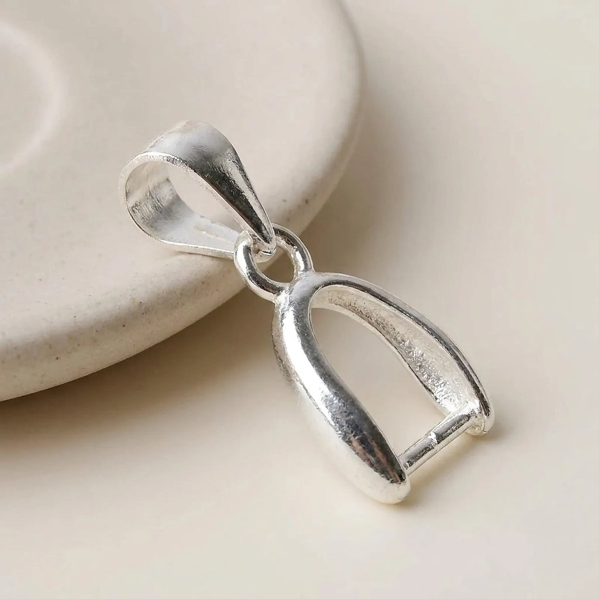 925 sterling silver pinch bail for pendants with ice pick attachment, 16mm