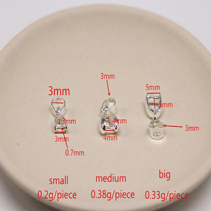 925 sterling silver pinch bails in small medium and large sizes with measurements