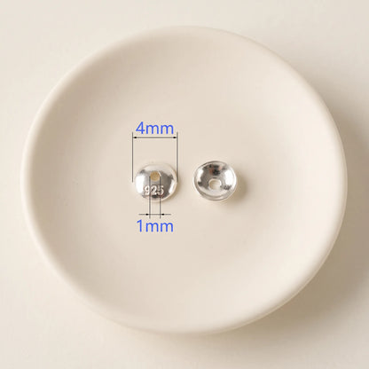 4mm 925 sterling silver round bead cap showing 925 hallmark