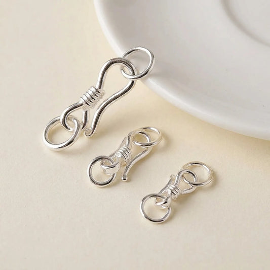 925 sterling silver S hook clasps with closed jump rings in three sizes