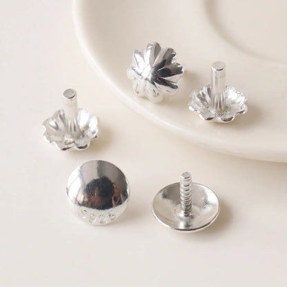 925 sterling silver short head pins with flower and round bead caps for jewelry making