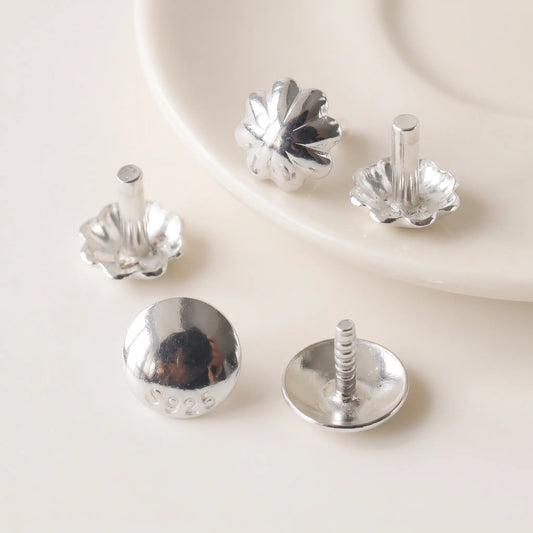 925 sterling silver short head pins with flower and round bead caps for jewelry making