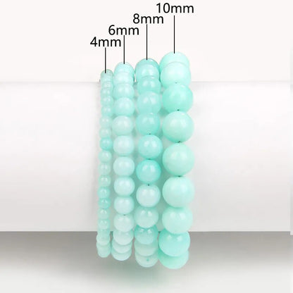 Bracelet extensible en pierre précieuse d'amazonite bleue, 4-12 mm 