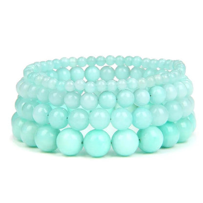 Bracelet extensible en pierre précieuse d'amazonite bleue, 4-12 mm 