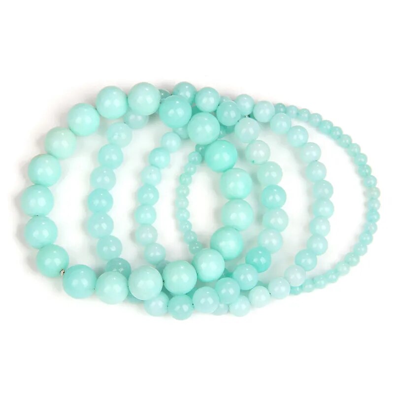 Bracelet extensible en pierre précieuse d'amazonite bleue, 4-12 mm 