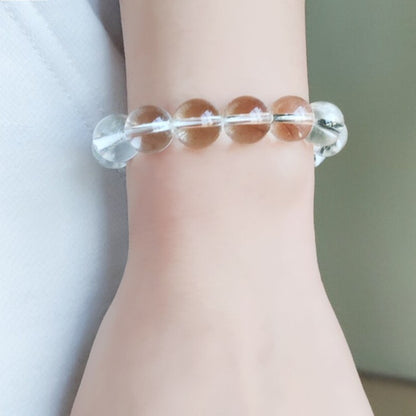Bracelet extensible avec pierres précieuses en quartz et cristal transparent, 6-12 mm