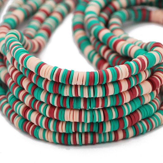 6mm Mixed Color Flat Round Polymer Clay Beads